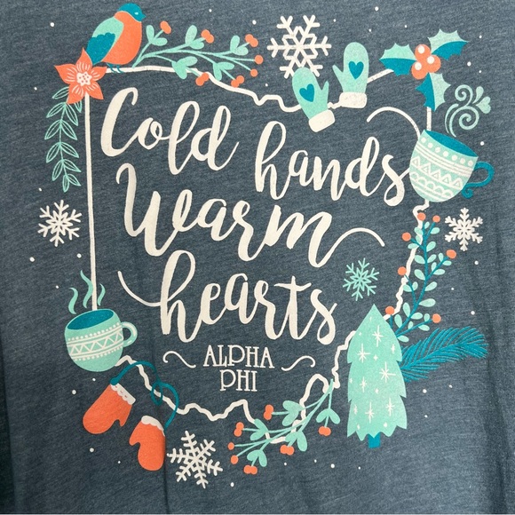 Alpha Phi Ohio Cold Hands Warm Hearts Bella & Canvas long sleeve tee size XL - Picture 3 of 5